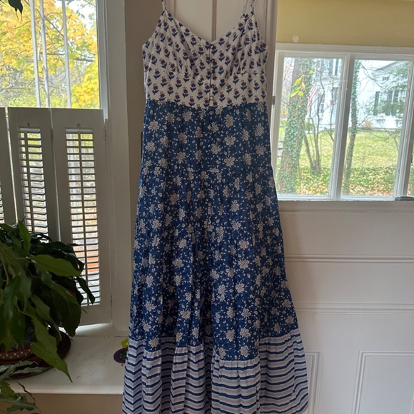 J.Crew button front maxi dress in mixed block print - Picture 4 of 7